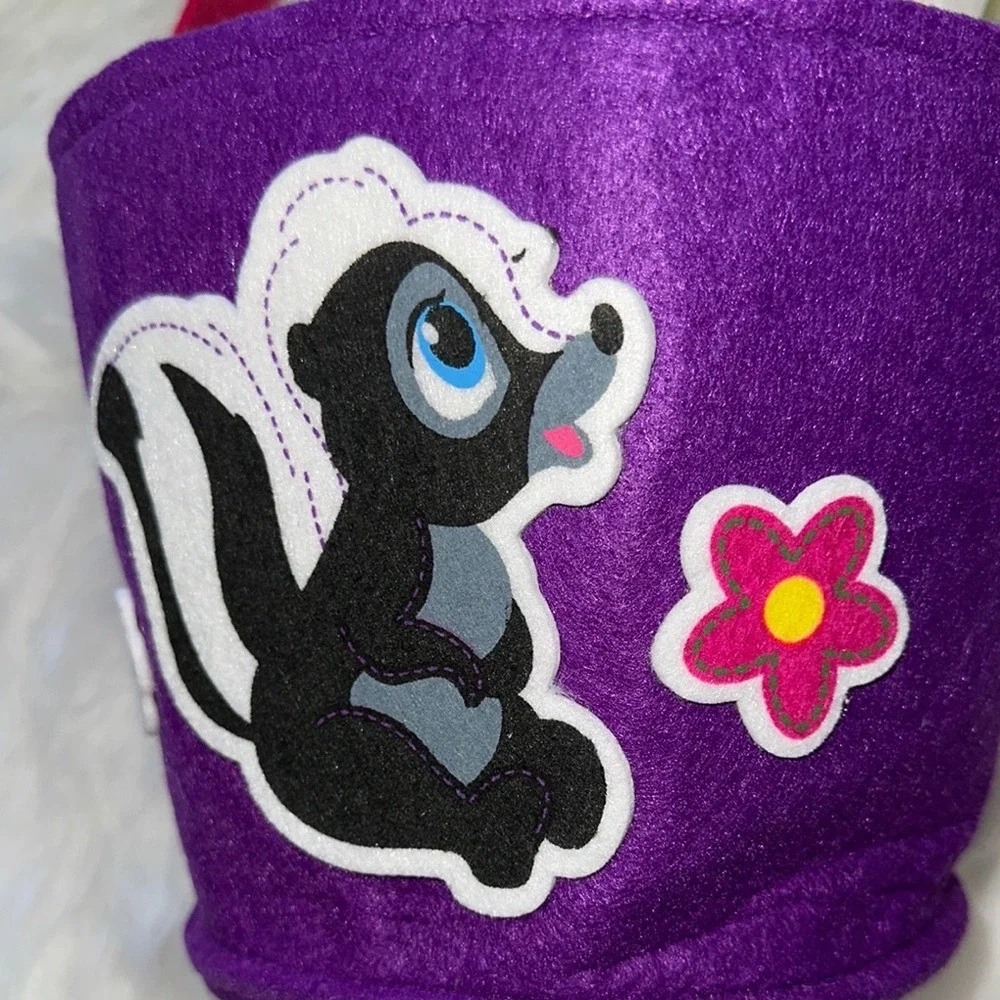 Disney Store Bambi Flower Skunk Purple Felt Easter Basket Trick or Treat Bag NWT